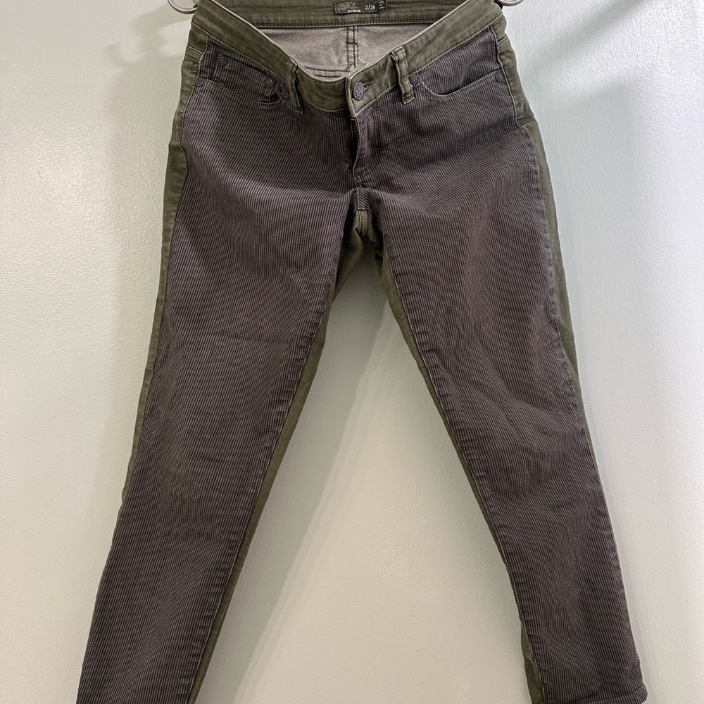 Prana capris. Stripe/solid panels. Worn 3-4x, like new!